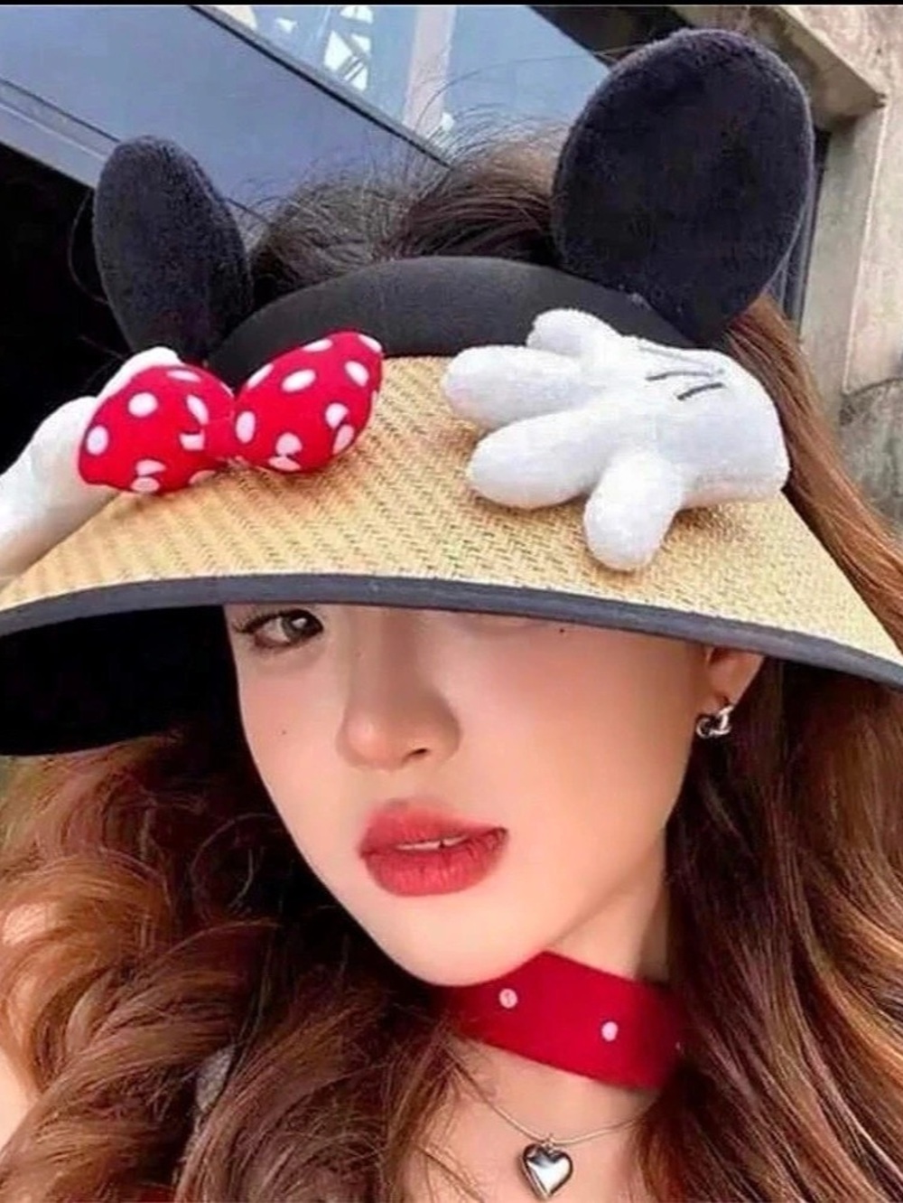Mouse Ear Visor Hat in Black & Tan